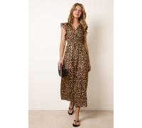 Blue Vanilla Women's Brown Leopard Print Dress | Size: Large Blue Vanilla Brown L