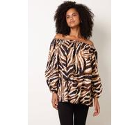 Blue Vanilla Women's Brown Longe Sleeve Slip On Bardot Blouse | Size: Small/Medium