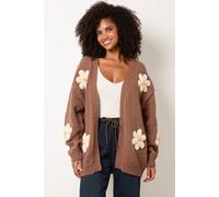 Blue Vanilla Daisy Large Flower Cardigan - S-M - Brown