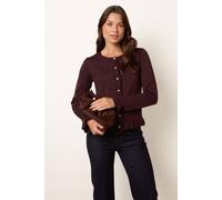 Blue Vanilla Brown Longe Sleeve Button Up Round Neck Cardigan Brown