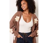 Blue Vanilla Brown Longe Sleeve Slip On V-Neck Cardigan Brown