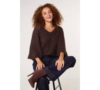 Blue Vanilla Brown Pointelle Knit Batwing Jumper Brown