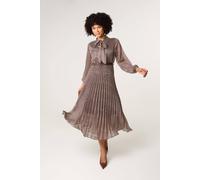 Blue Vanilla Brown Pussybow Pleated Dress Brown L