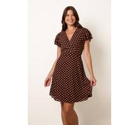 Blue Vanilla Women's Brown Short Sleeve V-neck Mini Dress | Size: Medium