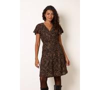 Blue Vanilla Women's Brown Short Sleeve V-neck Mini Dress | Size: Medium