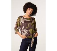 Blue Vanilla Women's Brown Tie Knit Metallic Chiffon Top | Size: S/M Blue Vanilla Brown S/M
