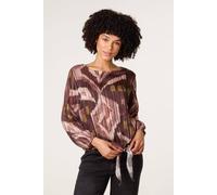 Blue Vanilla Brown Tie Knot Metallic Chiffon Blouse Brown M/L