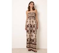 Blue Vanilla Tribal Print Bardot Tie Neck Jumpsuit - S-M - Brown