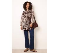 Blue Vanilla Tropical Lurex Oversized Shirt - One Size - Brown