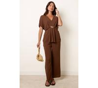 Blue Vanilla Two Piece Buckle Trouser Set - M-L - Brown
