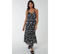 Blue Vanilla Brushed Print Wrap Dress In Black Black 12