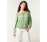 Blue Vanilla Women's Khaki Bubble Hem Bardot Top | Size: S/M Blue Vanilla Khaki S/M