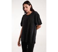 Blue Vanilla Bubble Sleeve Metallic High Low Top In Black Black One Size