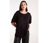 Blue Vanilla Bubble Sleeve Metallic High Low Top In Wine Wine One Size