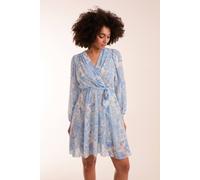 Blue Vanilla Butterfly Floral Wrap Dress Blue S/M