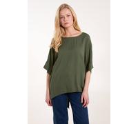 Blue Vanilla Button Back Viscose Top In Khaki Khaki One Size