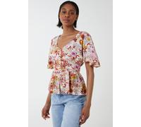 Blue Vanilla Button Front Batwing Peplum Top In Pink Pink 10