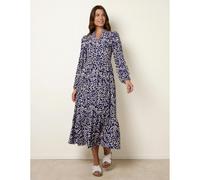 Blue Vanilla Button Front Collared Midi Dress - S-M - Navy