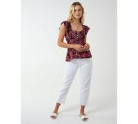 Blue Vanilla Women's Milkmaid Button Front Peplum Top in Pink | Size: 12 Blue Vanilla Pink 12