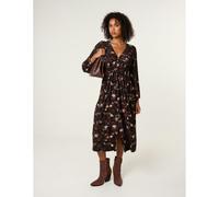 Blue Vanilla Button Front Midi Dress - L-XL - Brown