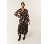 Blue Vanilla Button Front Midi Dress - UK 12 - Black