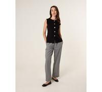 Blue Vanilla Button Front Tailored Vest - UK 10-12 - Black