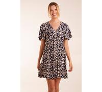 Blue Vanilla Button Through Elastic Waist Mini Dress In Navy Navy