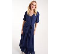 Blue Vanilla Button Through Tie Maxi Dress In Navy Navy 10