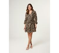 Black Button Up Belted Chiffon Mini Dress Blue Vanilla Black 14