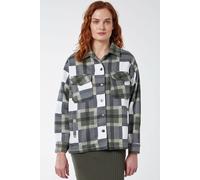 Blue Vanilla Check Shacket In Grey Grey