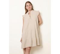 Blue Vanilla Cheesecloth Frill Sleeve Tunic - M-L - Stone