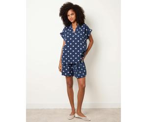 Blue Vanilla Cheesecloth Polka Dot Short Set - M-L - Navy