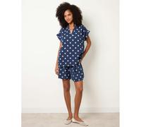 Blue Vanilla Cheesecloth Polka Dot Short Set - S-M - Navy
