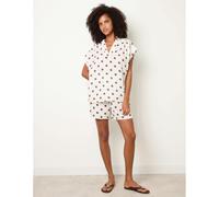 Blue Vanilla Cheesecloth Polka Dot Short Set - S-M - White