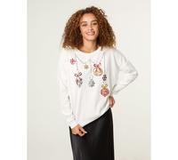 Blue Vanilla Women's Ivory Christmas Jingle Bell Bauble Jumper | Size: S/M Blue Vanilla Ivory S/M