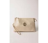 Blue Vanilla Clutch With Detachable Strap In Gold Gold One Size