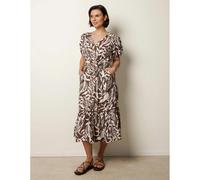 Blue Vanilla Coconut Button Belted Midi Dress - M - Brown