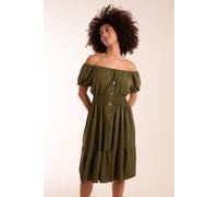 Blue Vanilla Coconut Button Dress In Khaki Khaki