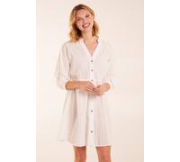 Blue Vanilla Collar Textured Button Through Mini Dress In White White M/L