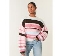 Blue Vanilla Women's Pink Colourful Block Horizontal Stripes Jumper | Size: Medium/Large Blue Vanilla Pink M/L