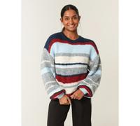 Blue Vanilla Women's Navy Colourful Block Horizontal Stripes Jumper | Size: S/M Blue Vanilla Navy S/M