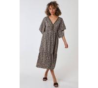 Blue Vanilla Corchet Bust Kimono Sleeve Dress In Khaki Khaki S
