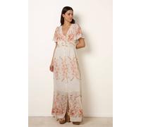 Blue Vanilla Women's Cream & Pink Floral Print Button Front Maxi Dress | Size: Medium Blue Vanilla Cream M