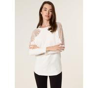 Blue Vanilla Ivory Crew Neck Batwing Shoulder Pearl Detailing Jumper Ivory S/M