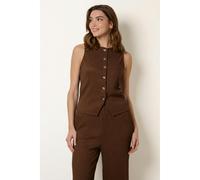 Blue Vanilla Crew Neck Button Through Vest - L - Brown