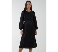 Blue Vanilla Crew Neck Cut Out Midi Dress In Black Black