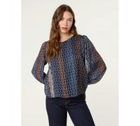 Blue Vanilla Crew Neck Metallic Chiffon Top - S-M - Multicoloured