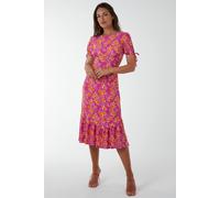Blue Vanilla Crew Neck Midi Dress With Scrunchie Back Detail In Pink Pink 10