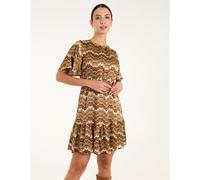 Blue Vanilla Crew Neck Mini Dress In Brown Brown 14