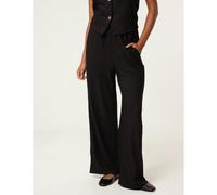 Blue Vanilla Crinkle Elasticated Waist Wide Leg Trousers - M - Black
